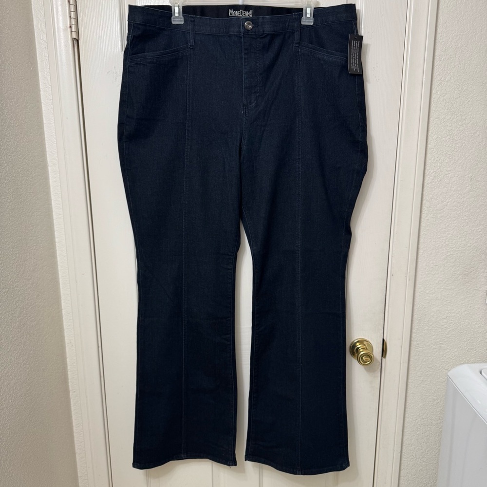 WYNNE DENIM Dark Blue Denim Jeans Women's Plus Size 24W Tall Bootcut Elasticband